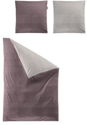 Irisette Mako-Satin Bettwäsche Wave 8557 Mauve, 1 Bettbezug 200 x 200 cm + 2 Kissenbezüge 80 x 80 cm