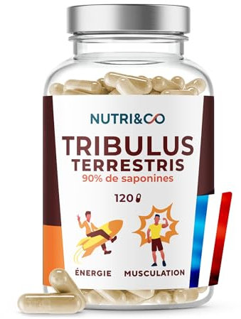 NUTRI & CO Tribulus Terrestris - 90% Saponines - Extrait100% Naturel concentré 10:1 - Endurance, Énergie, Croissance Musculaire & Santé Cardiaque - 120 gélules Vegan - Fabriqué en France