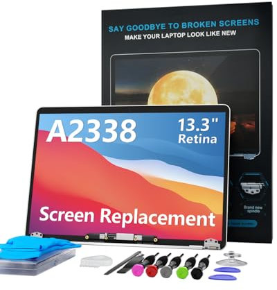 LHM Schermo di ricambio A2338 per MacBook Pro 13.3 M1 M2 Retina EMC 3578 EMC 8162 MYD83 MYD92 MYDA2 MYDC2 MNEQ3 MNEP3 MNEJ3 2560x1600 Display LCD completo con kit di fissaggio (grigio siderale)