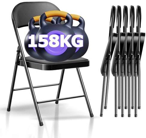 Asdsed Klappstühle 6er Set, Klappstuhl Gepolstert bis 158KG Tragfähigkeit, Klappstühle mit Starker Stahlrahmen für Haus Büro Garten Balkon Party, Innen- und Außenveranstaltungen