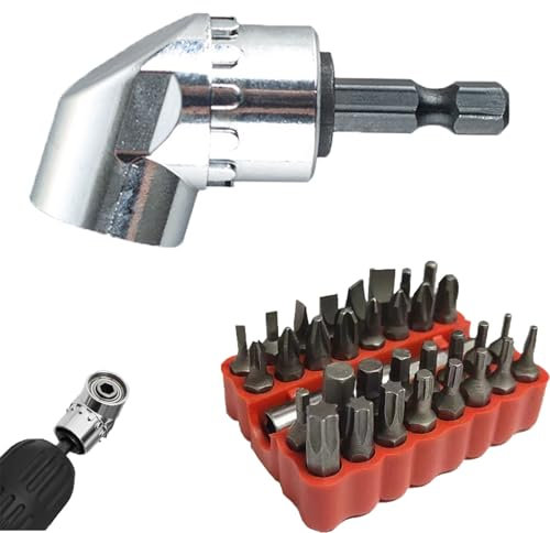 Corner Tool Screw Hub with Multi-Function Bend Screwdriver Bit, 90 Degree Drill Attachment, Corner Screw Tool, Socket Adapter Set for Screwdriver & Drill (A+30pcs*crewdriver bits)