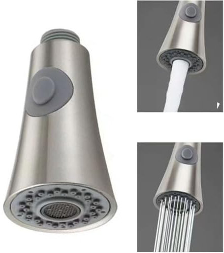 Kitchen Tap Spray Head Replacement Part, G1/2 Kitchen Spray Head for Pull Down Faucet, Kitchen Taps Pull Out Spray Head, for Bathroom(Brushed)