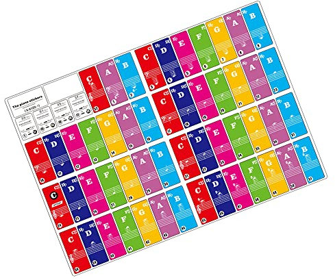 CHOYUE Klaviertastatur Aufkleber für 37/49/61/88 Tasten Tastaturen Abnehmbar Bunt für Anfänger Klavier Üben Lernen