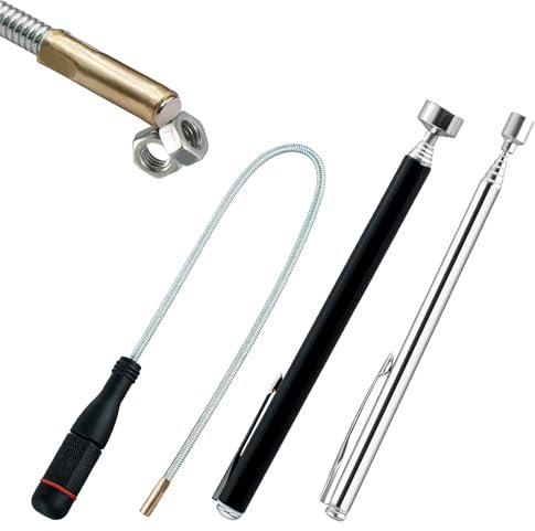 VEGCOO 3Pcs Herramientas de Recogida Iman Flexible Telescópicas Magnéticas 1.5LB 3LB 5LB, Herramientas Taller Mecanico Iman Telescopico Recogedor Magnético Para Recoger Piezas