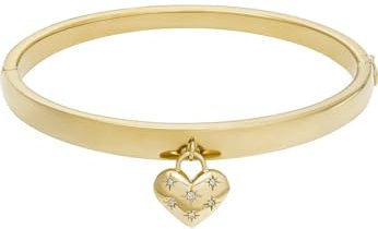 Fossil Sadie Damenarmband aus Edelstahl mit Druckknopfverschluss, Bernsteinfarbenes Gold
