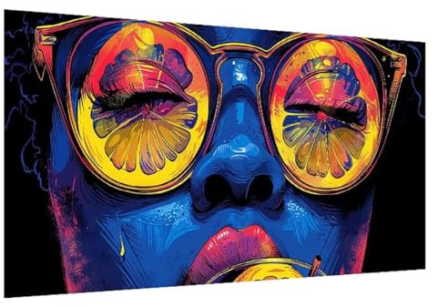 DIY 5D Diamond Painting Abstrakt, Diamant Painting Bilder GläSer, Diamond Painting Erwachsene Viereckige Steine Crystal Art Paintings für Zimmer Deko Wand Aesthetic, Frauen für Geschenk 35x85cm W-8483