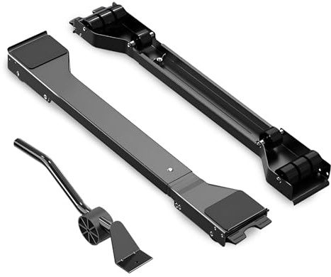 Kingbar Waschmaschine Rollen Untergestell Mit Bremsen Und Hebeleisen, Verstellbar 50-71cm, Bären Last 300 KG, Möbelroller Für Kühlschrank, Trockner, Gefrierschrank Und Geschirrspüler, Black