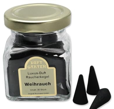 LivuX Räucherkegel „Luxusdüfte Weihrauch“ – 35 STK. im Glas – Mystischer Duft für Meditation und spirituelle Atmosphäre 1092