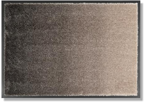 Rutschfeste Türmatte Innen - Verlauf beige/taupe 50 x 70 cm (Rechteckig) | Strapazierfähig Fußmatte Innenbereich Schmutzfangmatte pflegeleicht Sauberlaufmatte robust Fussmatte waschbar bei 30°C