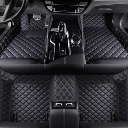 Anpassen Fussmatten Auto - Personalisierte 3D PU-Leder Allwetter Fußmatten, Wasserdicht & rutschfest, Kompatibel mit 99% AutoMarken Modellen (Schwarz, Diamant einfarbig)