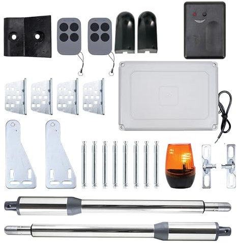 PNI MAB300 - Kit de automatización de Puerta oscilante, 2 Motores de 40 W, Longitud de Puerta 2 x 2,5 m, 200 kg y relé Inteligente PNI SmartHome RG120, aplicación Tuya