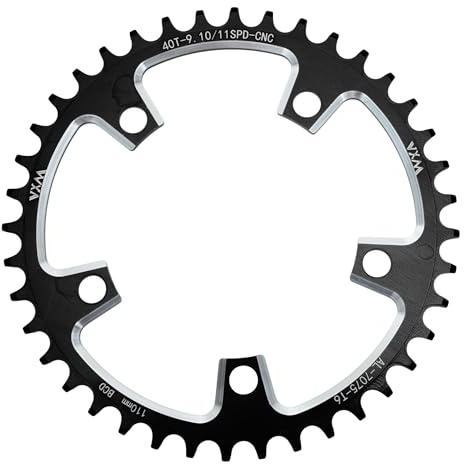 BULLSPANN Schmal Breit Kettenblatt Für Speed Road Bike 110 BCD 1 Stück | Schwarz, CNC Aluminiumlegierung, 167.65mm, Für 8-12 Gang Rennräder, Leicht, Langlebig, Robust