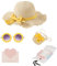 YOOCHUENG Chapeau de Paille,Petit Sac et Lunettes de Soleil Fleur pour Filles,Ensemble Enfant d'Été avec Noeud Papillon,Coffret de Vacances,Plage,Activités Outdoor et de Plein Air pour Les Filles