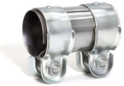 KINETOX Double Bolt Exhaust Clamp 65mm – Stainless Steel Band Clamp Joint Pipe Connector for Car Exhaust System Universal Repair Sleeve Heavy Duty Ø 65mm L：125 mm
