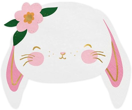 Kaninchen Servietten – 20 Stück – 14,5 x 12 cm – Papierservietten in Hasenform – niedliche Tier-Servietten für Kindergeburtstag, Ostern, Frühling, Hase, Baby Shower