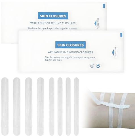 32 Stück Klammerpflaster Strips Steril, 2 Größen Wundnahtstreifen Strips Klammerpflaster für kleine Wunden, Hautschonende Pflaster-Streifen