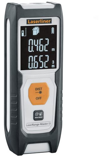 Laserliner Laser Entfernungsmesser, LaserRange-Master i3, digitales Messgerät mit 30 m Messbereich, umschaltbare Messebenen, Flächen- und Volumenmessung, VTN-Display