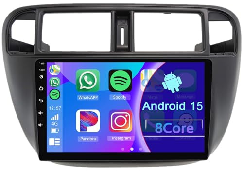 Android CarPlay Radio para Honda Civic (EJ/EK/EM) 1995-2001 9 Pulgada Touchscreen 2 DIN Autoradio con Android Auto Navegación GPS FM Bluetooth Wi-Fi Cámara Trasera(LHD,8+128GB 8Core)