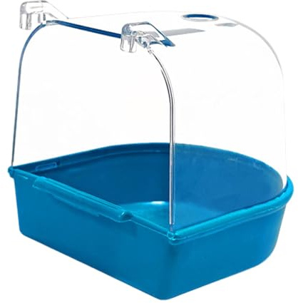 EQWQSIXD Baignoire réutilisable pour perroquet - Bleu canari - 13,5 x 14 x 13 cm