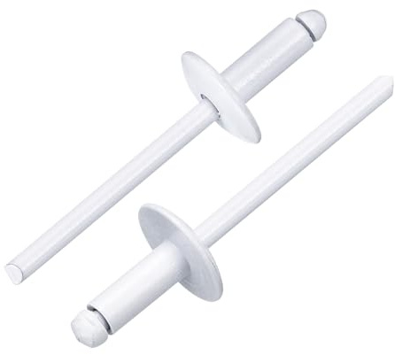 QUARKZMAN 100 Piezas De Remaches Ciegos De Aluminio 5/32x3/8, Empuñadura De Aluminio Y Vástago De Acero, Remaches De Sujeción De Gran Brida Para Metal, Muebles, Automoción, Blanco