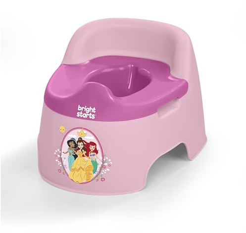 Bright Starts Disney Princess Full Comfort Potty Training Toilet, Easy Clean Removable Bowl, Splash Guard, High Back for Comfort & Stability, Toddlers up to 50 lbs