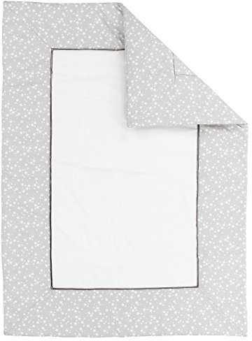 babybay Krabbeldecke 135x100 cm, weiß/perlgrau Sterne weiß
