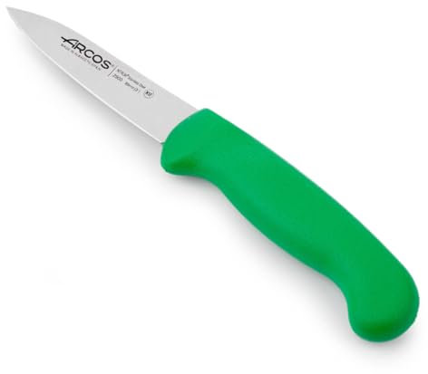 Arcos Serie 2900 - Cuchillo Mondador - Hoja de Acero Inoxidable NITRUM de 80 mm - Mango inyectado en Polipropileno Color verde