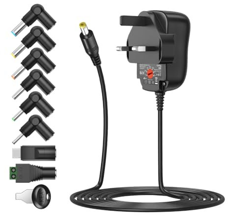Outtag 18W Universal Charger 3-12V Switching Transformer Power Supply with 8×Tips for Household Electronic Devices Routers, Tablet PC, Speakers,Smartphone, LED Strip Lights, Webcam, Radio