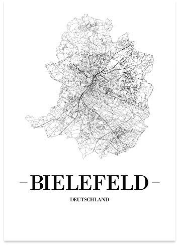 JUNIWORDS Stadtposter - Wähle Deine Stadt - Bielefeld - 40 x 60 cm Poster - Schrift A - Weiß