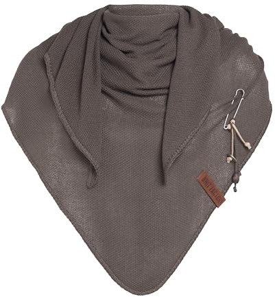 KNIT FACTORY - Lola Dreieckstuch - Fein Gestrickter Damen Schal - Tuch Schal - Für Frühling und Sommer - Baumwollmix - Taupe - 190x85 cm
