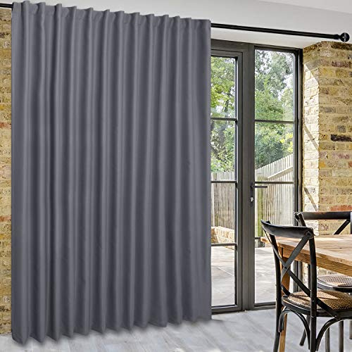 DWCN Patio Sliding Door Curtains - Extra Wide Curtains for Glass Door, Room Divider Blackout Thermal Curtain Panel with Back Tab & Rod Pocket for Bedroom Partition, 100 x 84 Inches, Dark Grey