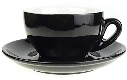 Nuova Point Große dickwandige Cappuccinotasse »Palermo« | schwarz | Füllmenge (bis zur Oberkante): 145 ml | 6 Tassen & 6 Untertassen