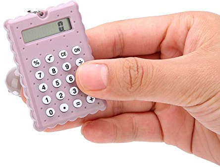 Schlüsselbundrechner, Portable Cute Cookies Style Schlüsselanhänger Rechner, 8-Bit Display Taschenrechner für Kinder/Studenten(Lila)