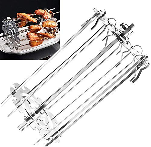 Kit de Jaula para Barbacoa de Acero con 10 Pinchos con 10 Pinchos con 10 Pinchos de Aguja, Marco Giratorio de Pinchos para Barbacoa, Horno Universal de Jaula de Agujas, máquina de Pinchos de Carne
