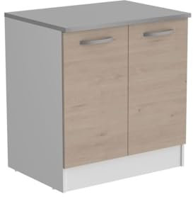 Oslo Low Furniture 2 Türen + Plan - Dekor Chene Jackson - L 80 x D 60 x H 86 cm