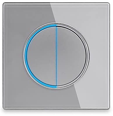 Interruptor de luz de pared Circle 1/2/3/4 gang 2 vías con marco de vidrio, indicador LED (gris 2 bandas 2 vías)