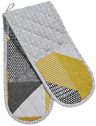 Catherine Lansfield Larsson Geo Double Oven Glove Ochre