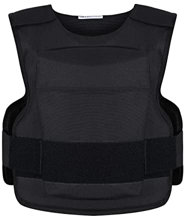 SafeGuard Clothing Cordura Carrier With SAPI Plate Pockets Ballistic Level IIIA + Stab Level 2 + Spike Level 2 Overt Vest -Black (Small - Regular)