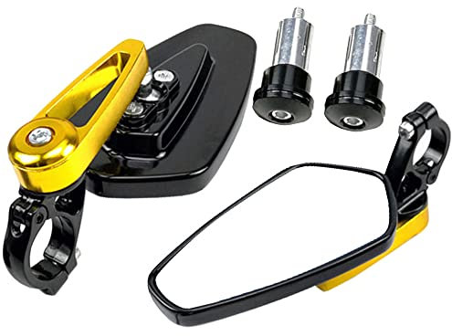 ETOPARS 1 Paar 22mm Motorrad Rückspiegel 7/8 Zoll Universal Motorrad Lenkerendenspiegel Aluminium Motorrad Spiegel Lenkerspiegel Seitenspiegel 360 Grad Verstellbar Gold