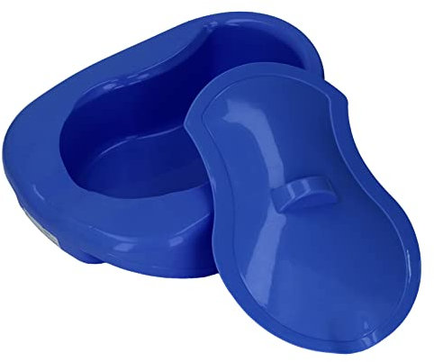 Pflege-Bettpfanne, Urinal-Bettpfanne, Pantoffel-Bettpfanne mit Deckel, Strapazierfähig für ältere Bettlägerige Erwachsene(Dunkelblau) Tägliche Pflege Für Schwangere Frauen