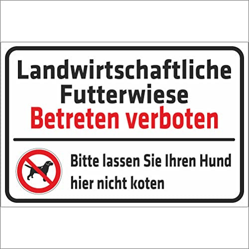 INDIGOS UG - Schild Warnung - Landwirtschaftliche Futterwiese - 300x200 mm - 3mm Aluverbund Schilder für Hotel, Firma, Schutz, Kita, Arzt, Praxis, Wohnung - UV- & wetterbeständig - Hinweisschild