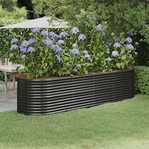 WIFESE Jardinière Acier Enduit de Poudre 296x80x68 cm Anthracite Grande Taille Jardinière Balcon Sur Pieds