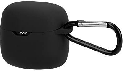 Geekria Silicone Case Cover Compatible with JBL Tune Flex True Wireless Earbuds, Protective Earphones Skin Cover with Keychain Hook, Charging Port Accessible (Black)