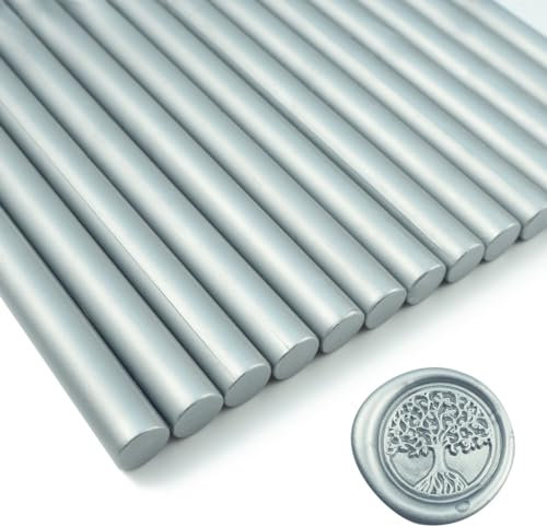 Wax Seal Stick, Tomgenrine 15 Pieces Glue Gun Wax Seal Sticks,for Letter Greeting Cards Wine Sealing Crafts Making Wedding and Party Invitations(Silver)