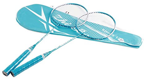 Badminton Schläger, Badmintonschläger, 20,5 × 65,5 cm, Keine Verformung, Mit Badminton-Tasche, Professioneller Leichtmetall-Badmintonschläger, für Studenten, Anfänger und Fitness-Enthusiasten(Blau)