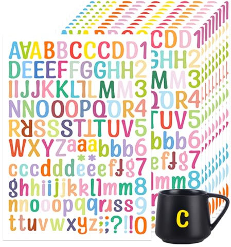 JJWNMLL Buchstaben Aufkleber Selbstklebend 10 Sheets - Niedliche bunte Alphabet Klebebuchstaben Aufkleber Klebebuchstaben Aufkleber für Kinder Dekoration Kunst DIY Scrapbook Crafts (farbig A)