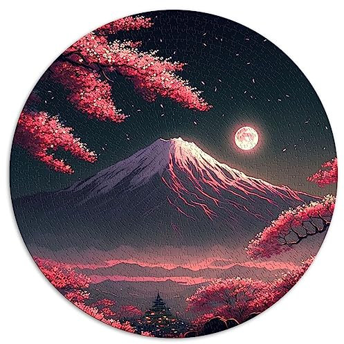 Puzzle rotondo con fiori di ciliegio giapponesi, 1000 pezzi, per bambini, puzzle da 26,5 x 26,5 pollici