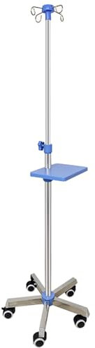 IV stand Deluxe Rolling IV Pole, 4-Hook, Portable 5-Leg Stand with Wheels, Height-Adjustable (Size : Tray)
