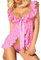 Lingerie Sexy da Donna in Pizzo Babydoll Chemise Notte Trasparente Senza Maniche con Scollo a V Profondo Indumenti Notte (Rosa)