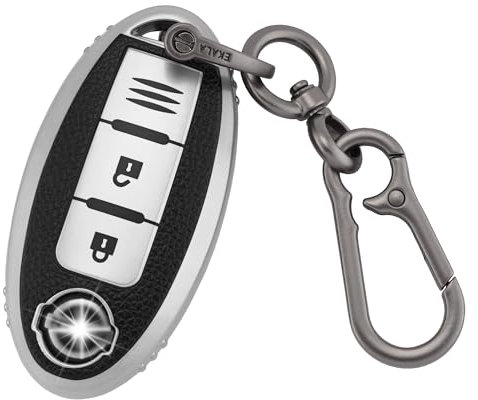 ERMWALR Schlüsselanhänger-Abdeckung für Nissan mit Schlüsselanhänger, passend für Nissan 350Z Qashqai X-Trail Tiida Micra Pathfinder Note Juke, 3-Tasten-Schlüsselanhänger-Hülle (PW-Nisn-3-S)